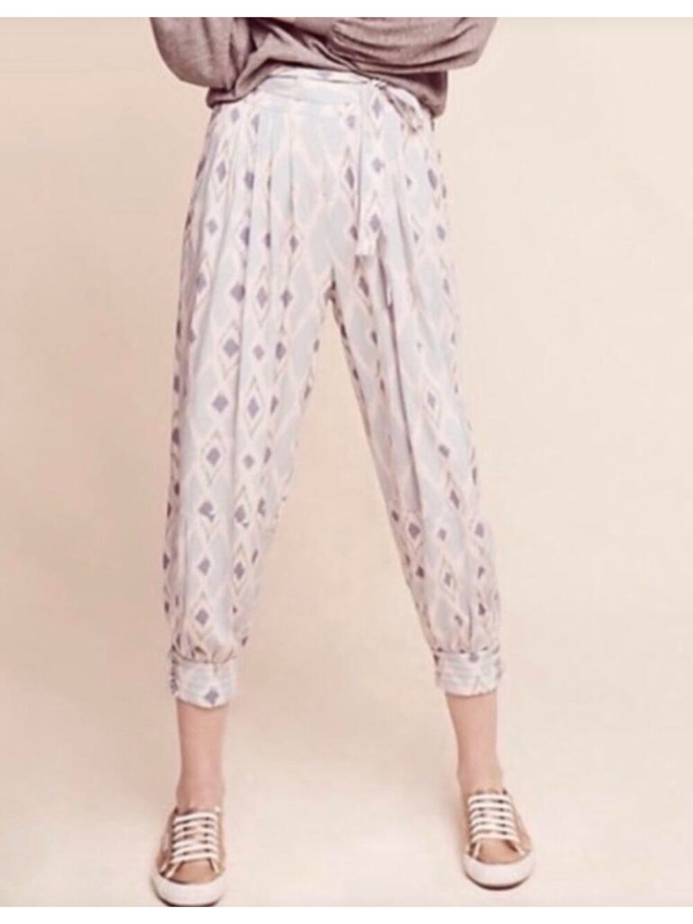 Anthropologie Hei Hei 4 Light Pink Blue Harem Pants Boho Lounge Chic